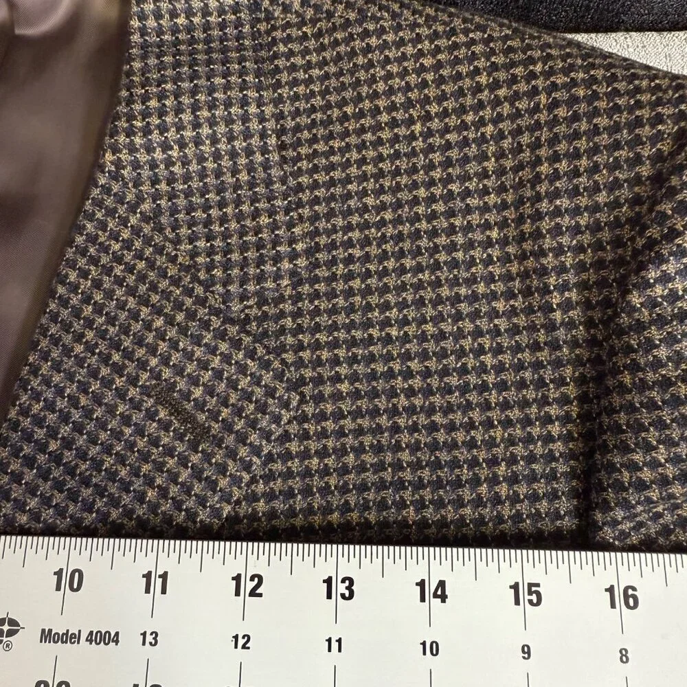 Canali Blazer Mens 40R Wool Brown Blue Houndstooth 3-Btn Made Italy Sport Coat